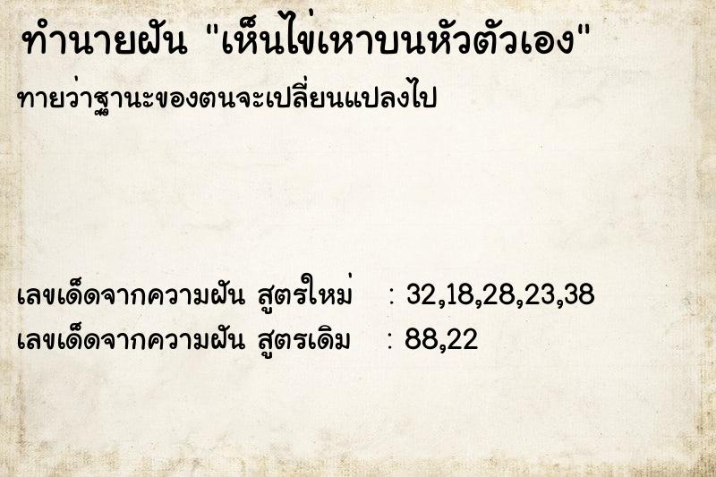 ทำนายฝัน เห็นไข่เหาบนหัวตัวเอง