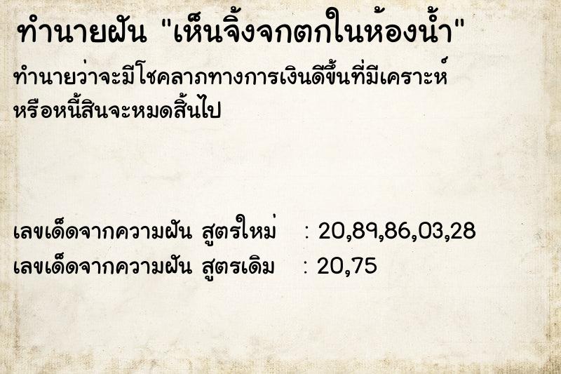 ทำนายฝัน เห็นจิ้งจกตกในห้องน้ำ