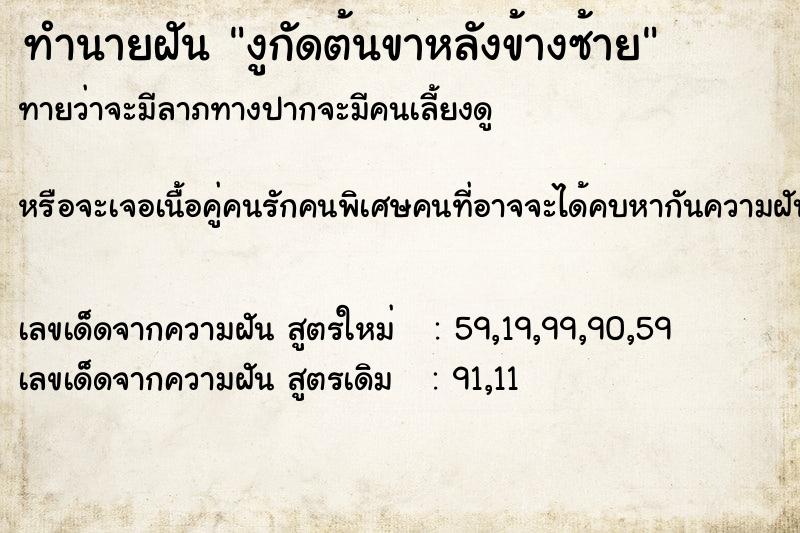 ทำนายฝัน งูกัดต้นขาหลังข้างซ้าย