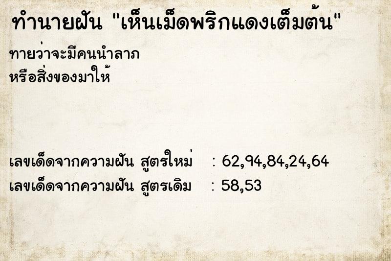 ทำนายฝัน เห็นเม็ดพริกแดงเต็มต้น