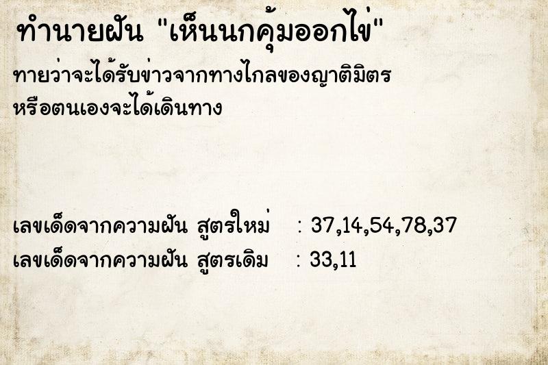 ทำนายฝัน เห็นนกคุ้มออกไข่