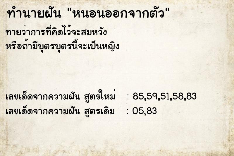 ทำนายฝัน หนอนออกจากตัว  เลขนำโชค 