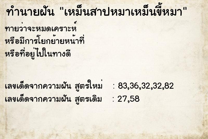 ทำนายฝัน เหม็นสาปหมาเหม็นขี้หมา