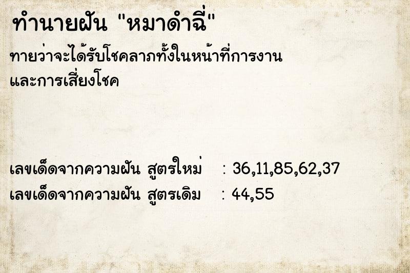 ทำนายฝัน หมาดำฉี่  เลขนำโชค 