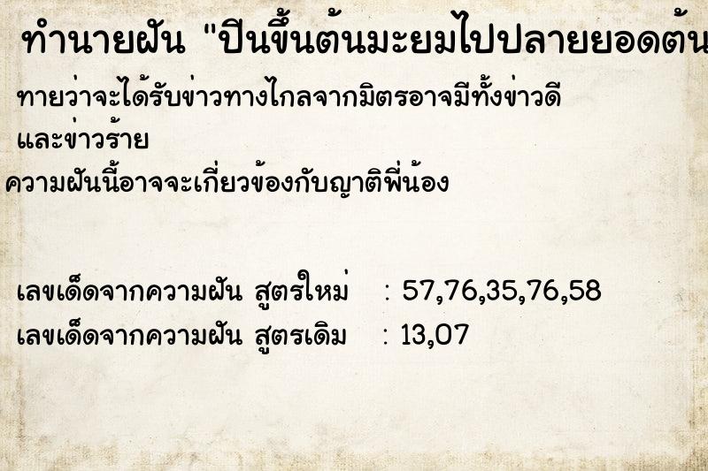 ทำนายฝัน ปีนขึ้นต้นมะยมไปปลายยอดต้นมะยม