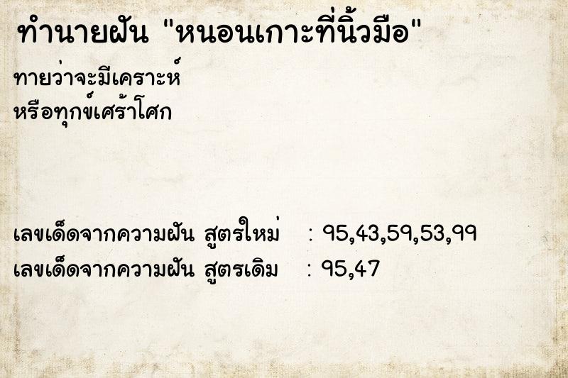 ทำนายฝัน หนอนเกาะที่นิ้วมือ  เลขนำโชค 