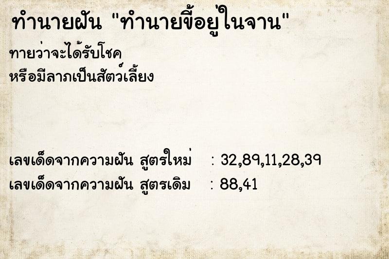 ทำนายฝัน ทำนายขี้อยู่ในจาน