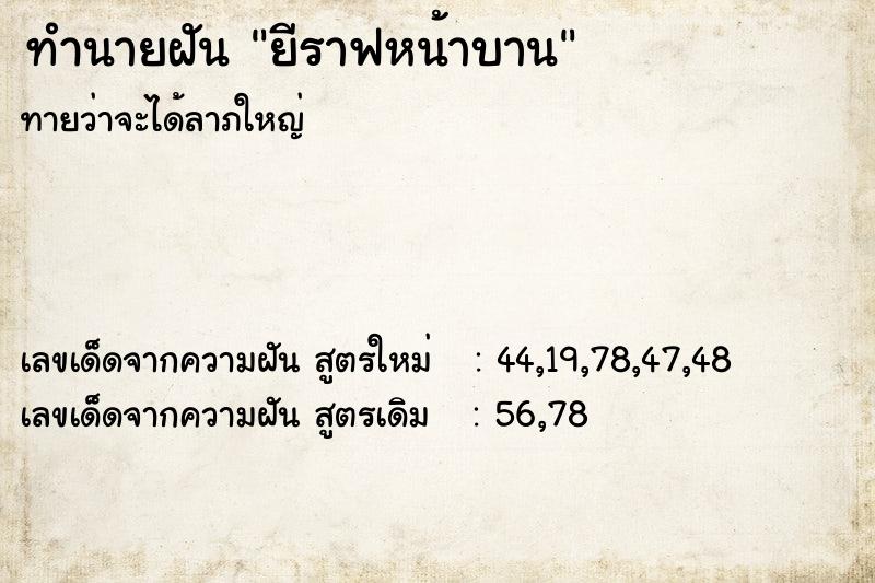 ทำนายฝัน ยีราฟหน้าบาน