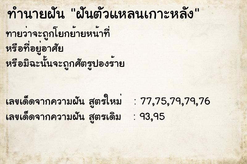 ทำนายฝัน ฝันตัวแหลนเกาะหลัง