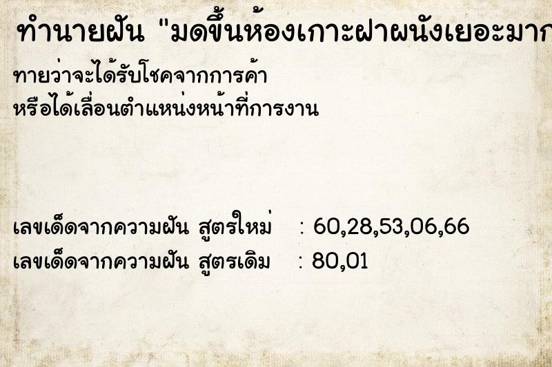 ทำนายฝัน มดขึ้นห้องเกาะฝาผนังเยอะมาก