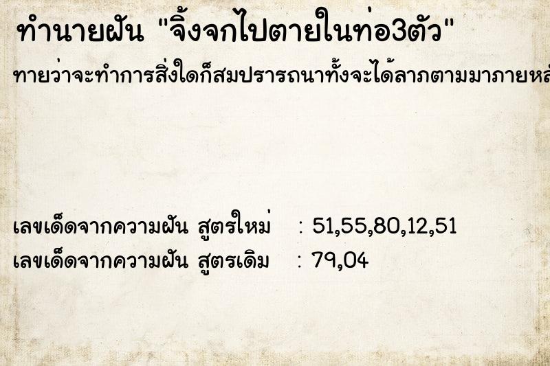 ทำนายฝัน จิ้งจกไปตายในท่อ3ตัว