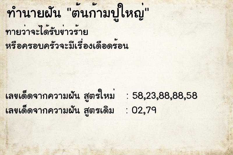 ทำนายฝัน ต้นก้ามปูใหญ่