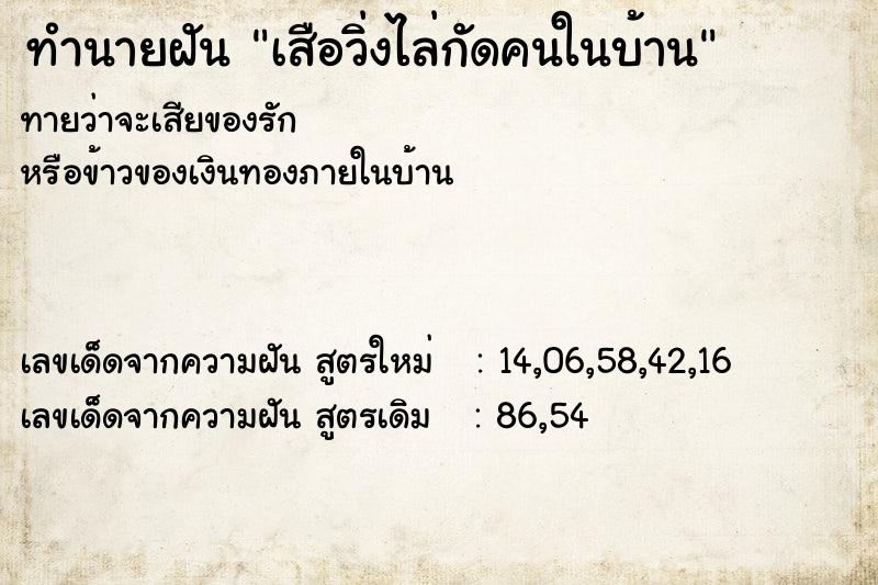 ทำนายฝัน เสือวิ่งไล่กัดคนในบ้าน