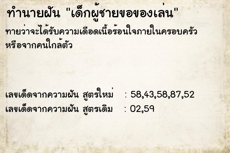 ทำนายฝัน เด็กผู้ชายขอของเล่น