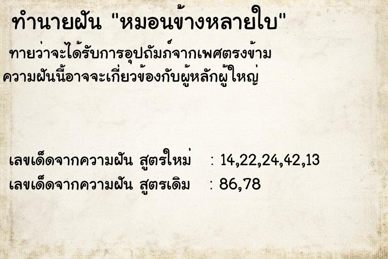 ทำนายฝัน หมอนข้างหลายใบ