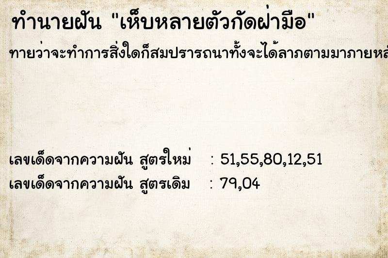 ทำนายฝัน เห็บหลายตัวกัดฝ่ามือ