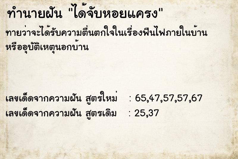 ทำนายฝัน ได้จับหอยแครง  เลขนำโชค 