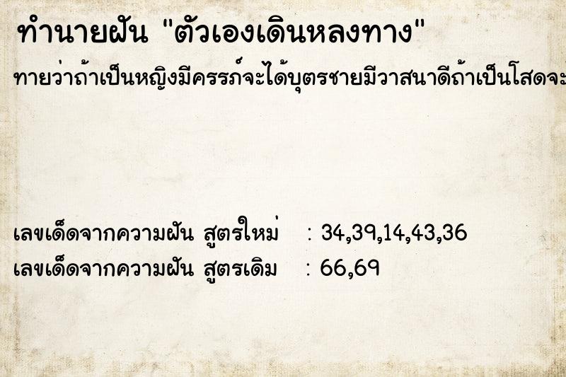 ทำนายฝัน ตัวเองเดินหลงทาง