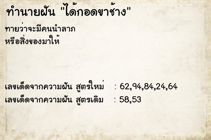 ทำนายฝัน ได้กอดขาช้าง