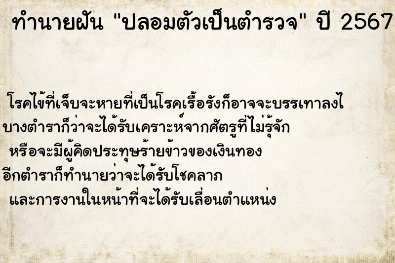 ทำนายฝัน ปลอมตัวเป็นตำรวจ  เลขนำโชค 