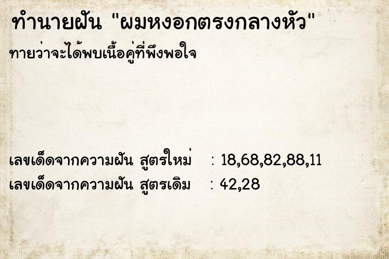 ทำนายฝัน ผมหงอกตรงกลางหัว