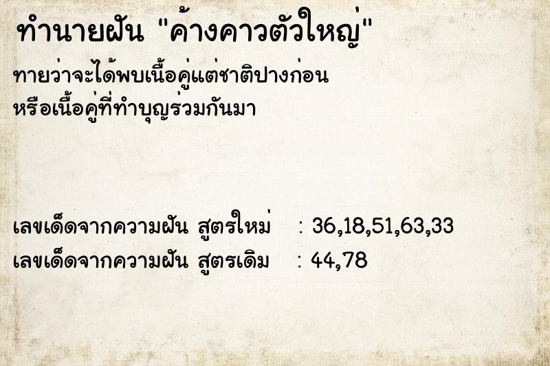 ทำนายฝัน ค้างคาวตัวใหญ่  เลขนำโชค 