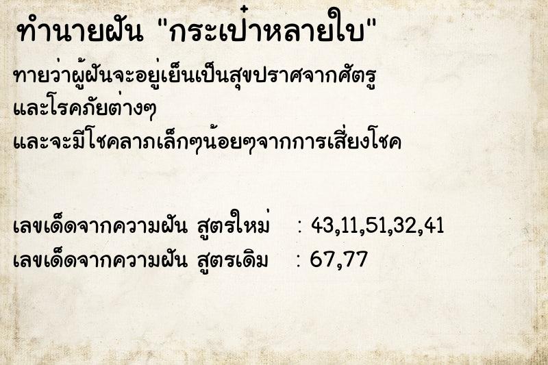 ทำนายฝัน กระเป๋าหลายใบ  เลขนำโชค 