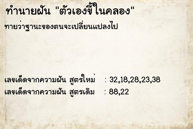 ทำนายฝัน ตัวเองขี้ในคลอง