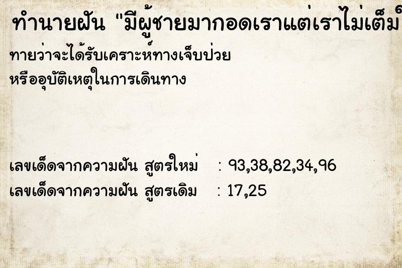 ทำนายฝัน มีผู้ชายมากอดเราแต่เราไม่เต็มใจ