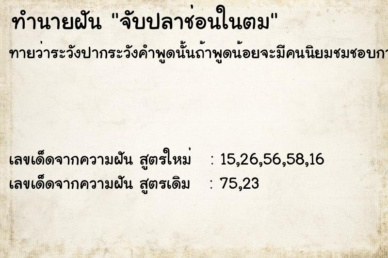 ทำนายฝัน จับปลาช่อนในตม