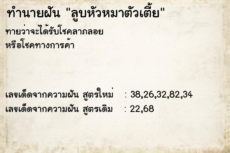 ทำนายฝัน ลูบหัวหมาตัวเตี้ย