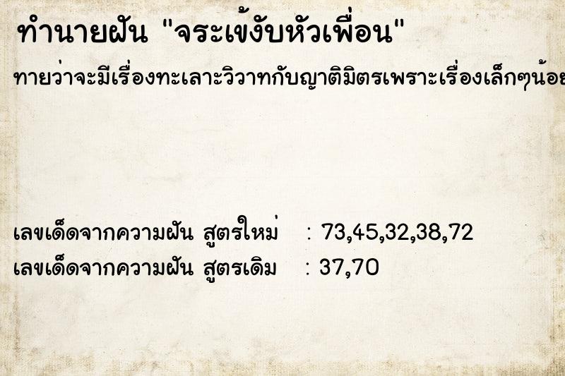 ทำนายฝัน จระเข้งับหัวเพื่อน