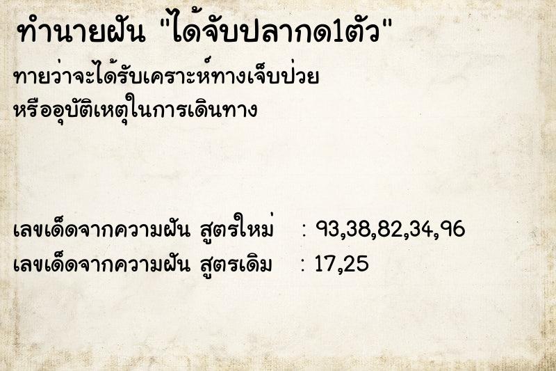 ทำนายฝัน ได้จับปลากด1ตัว