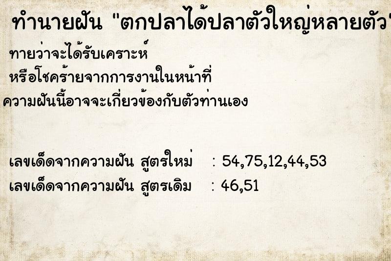 ทำนายฝัน ตกปลาได้ปลาตัวใหญ่หลายตัว