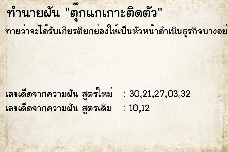 ทำนายฝัน ตุ๊กแกเกาะติดตัว