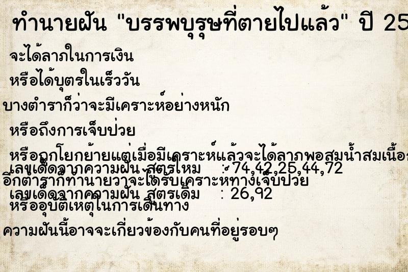 ทำนายฝัน บรรพบุรุษที่ตายไปแล้ว