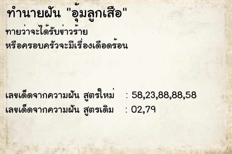 ทำนายฝัน อุ้มลูกเสือ  เลขนำโชค 