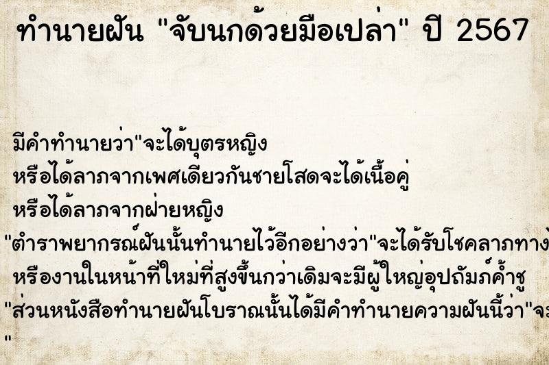 ทำนายฝัน #ทำนายฝัน #จับนกด้วยมือเปล่า  เลขนำโชค 