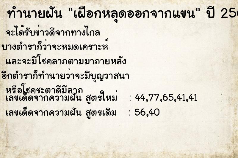 ทำนายฝัน เฝือกหลุดออกจากแขน  เลขนำโชค 