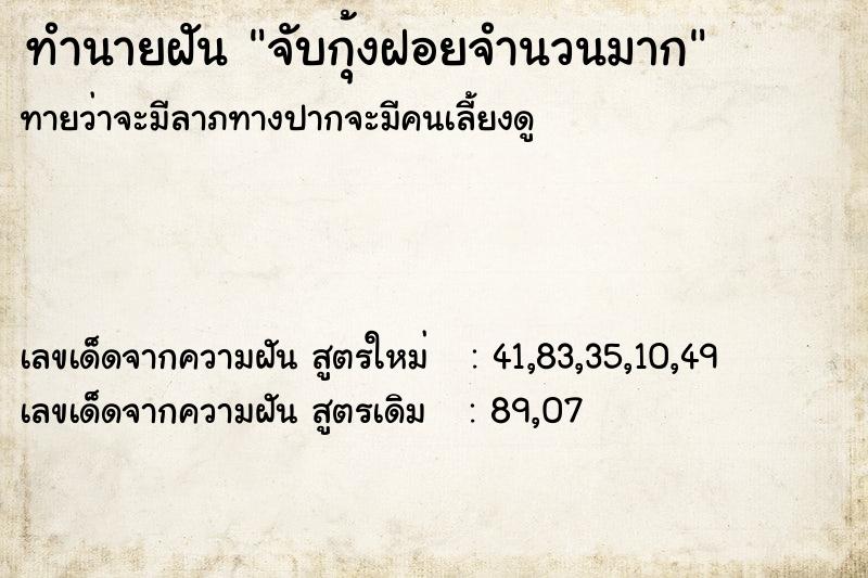 ทำนายฝัน จับกุ้งฝอยจำนวนมาก