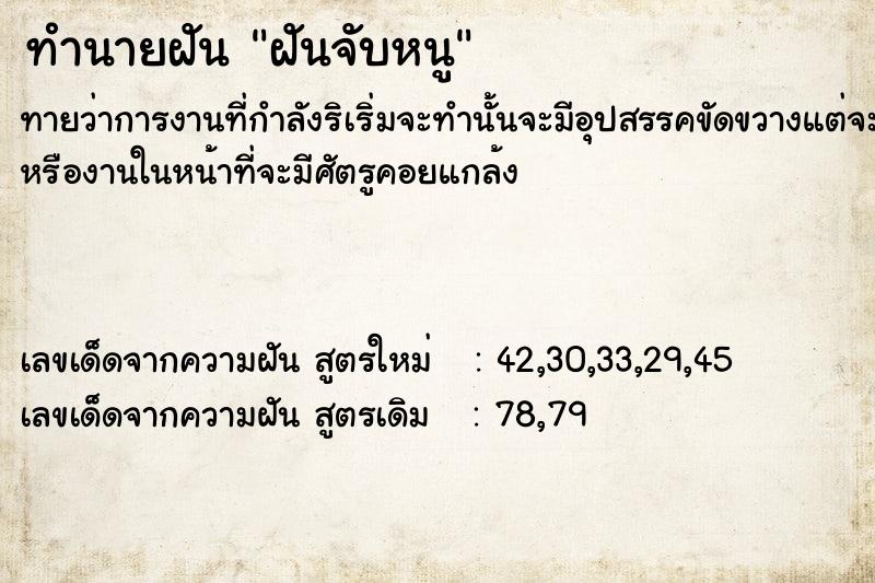 ทำนายฝัน ฝัน​จับหนู​