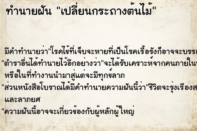 ทำนายฝัน เปลี่ยนกระถางต้นไม้