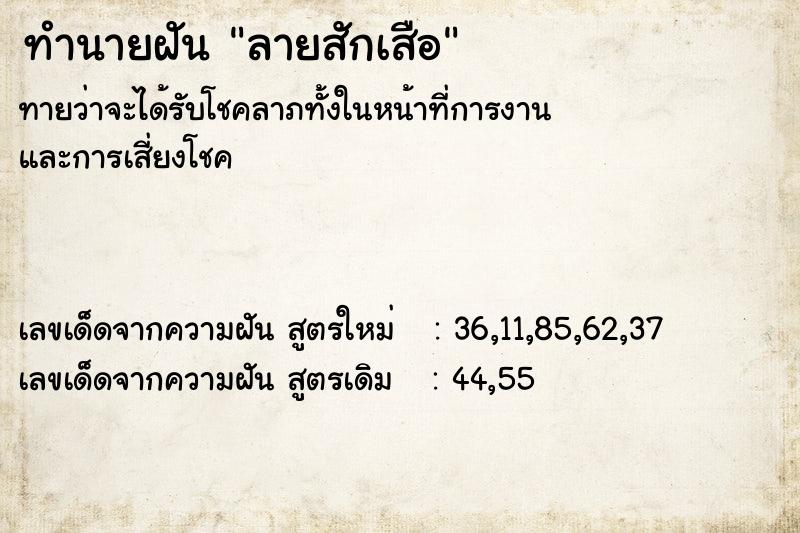 ทำนายฝัน ลายสักเสือ  เลขนำโชค 