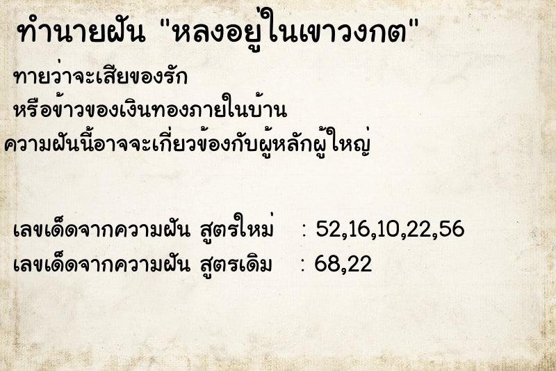 ทำนายฝัน หลงอยู่ในเขาวงกต