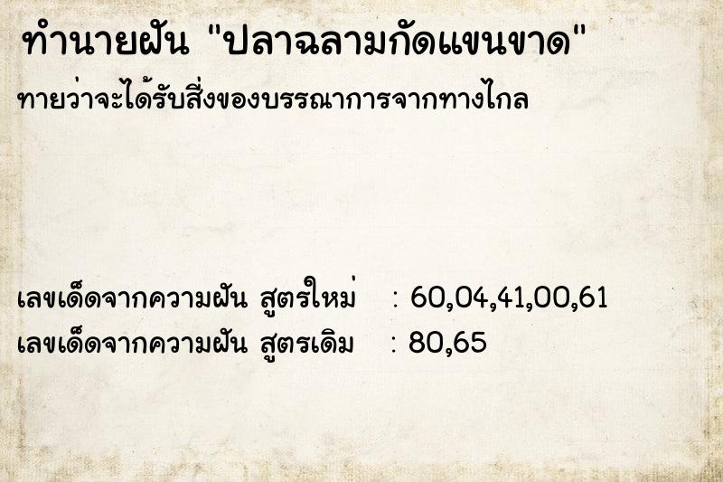 ทำนายฝัน ปลาฉลามกัดแขนขาด