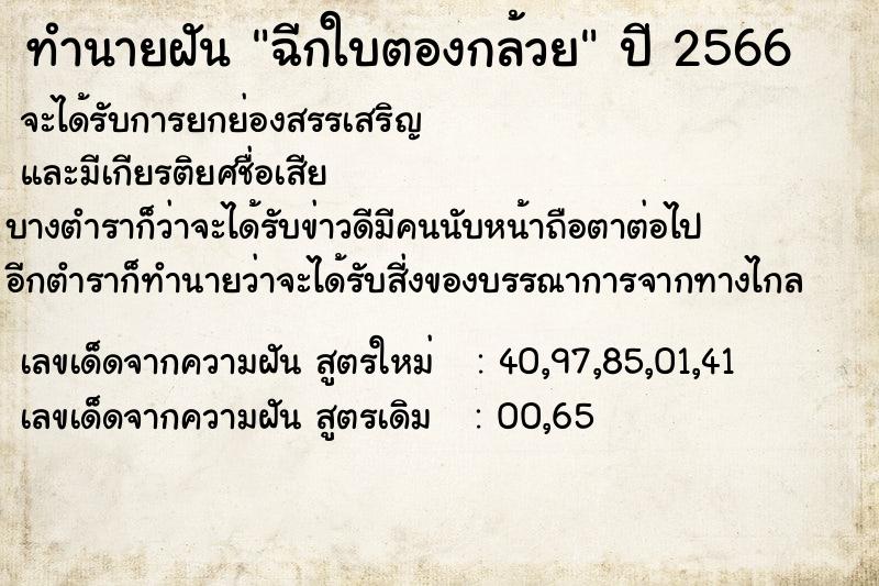 ทำนายฝัน ฉีกใบตองกล้วย  เลขนำโชค 