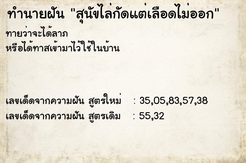 ทำนายฝัน สุนัขไล่กัดแต่เลือดไม่ออก