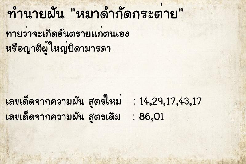 ทำนายฝัน หมาดำกัดกระต่าย