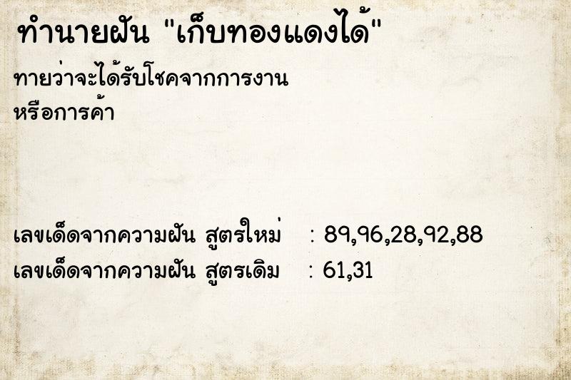 ทำนายฝัน เก็บทองแดงได้