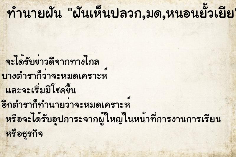 ทำนายฝัน ฝันเห็นปลวก,มด,หนอนยั้วเยีย